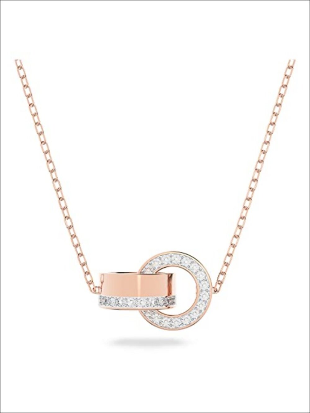 Swarovski Hollow Interlocking Loop Pendant Necklace Rose Gold-Tone